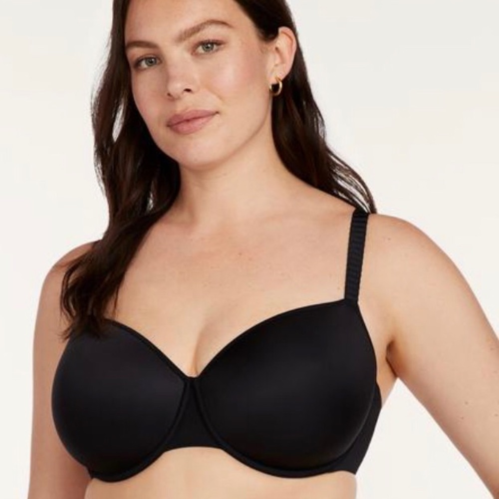 NWT 3rd Love Everyday Black T-Shirt Bra; Smooth Support